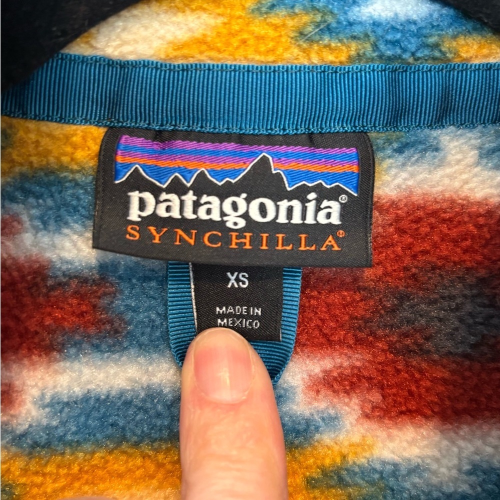 Patagonia Multicolor Patterned Fleece Vest - Mustard, Teal, Burgundy - Picture 3 of 6